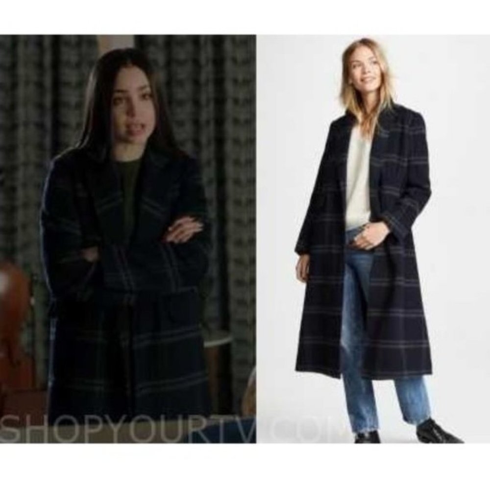 Vince Shadow Plaid Wool Blend Coat